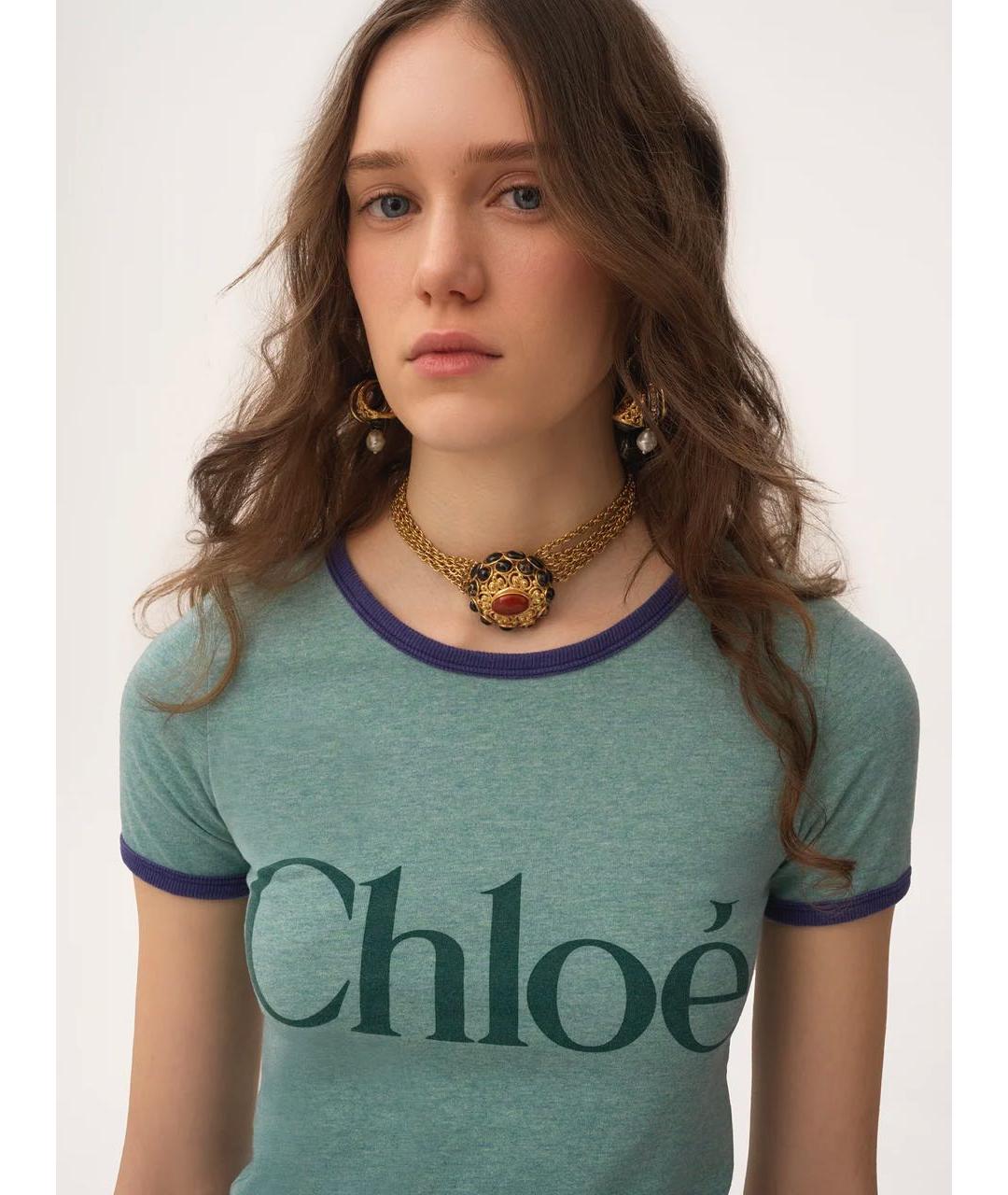 CHLOE Зеленая хлопковая футболка, фото 5