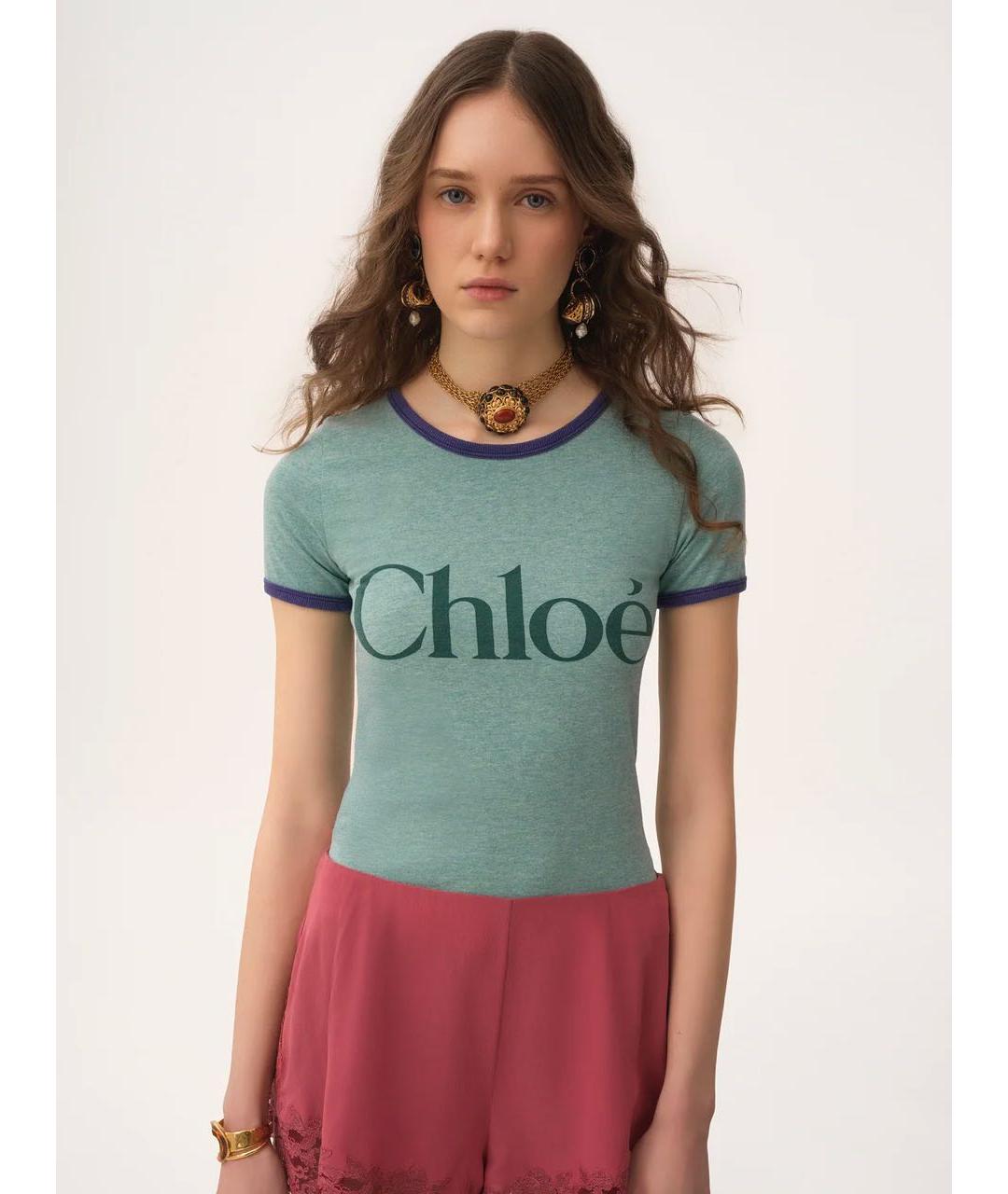CHLOE Зеленая хлопковая футболка, фото 3