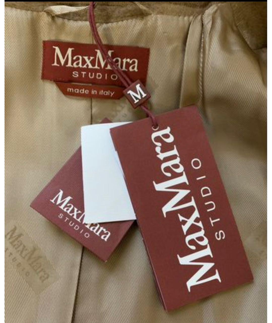 MAX MARA STUDIO Коричневое шерстяное пальто, фото 3