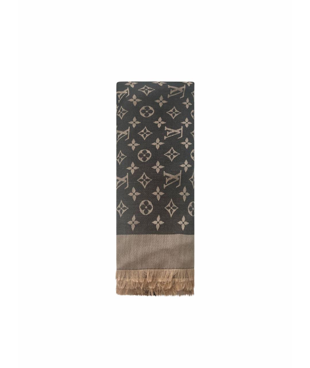 LOUIS VUITTON Коричневый шерстяной платок, фото 1