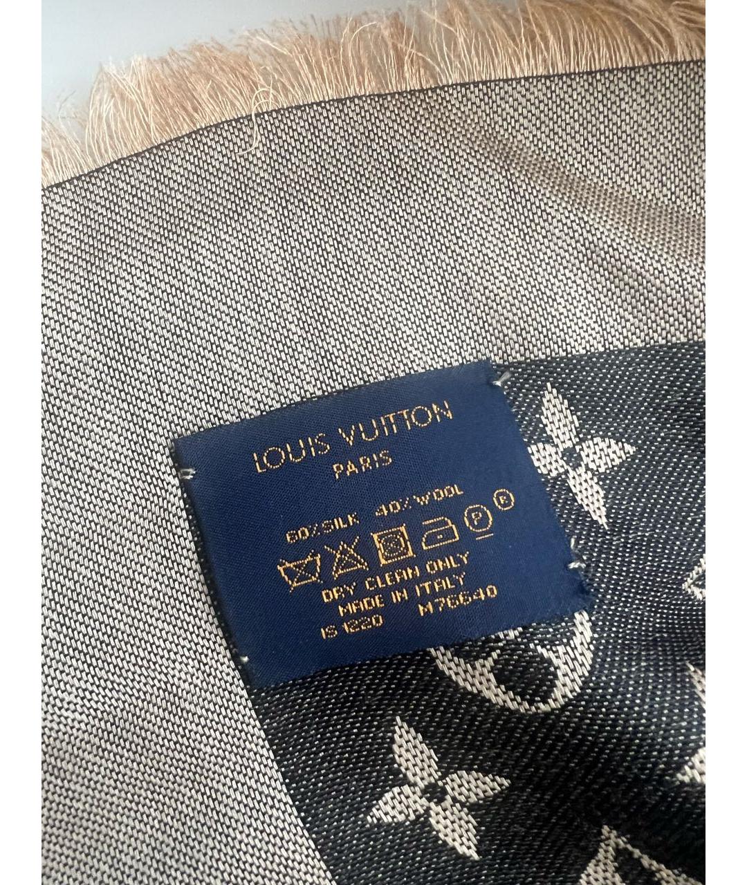 LOUIS VUITTON Коричневый шерстяной платок, фото 3