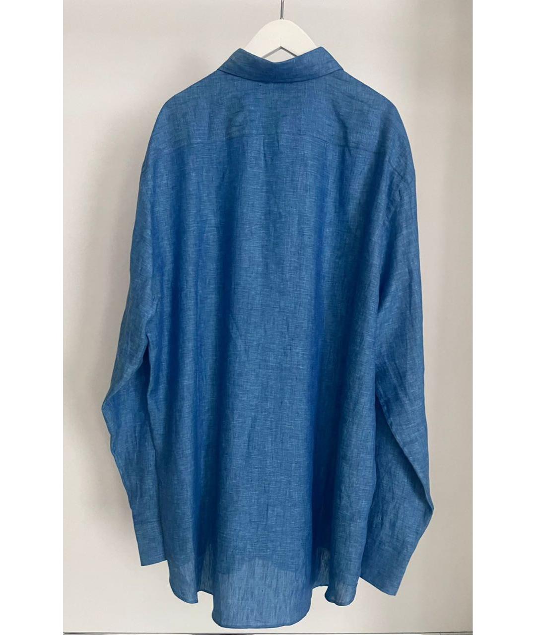 ETRO Синяя льняная классическая рубашка, фото 2