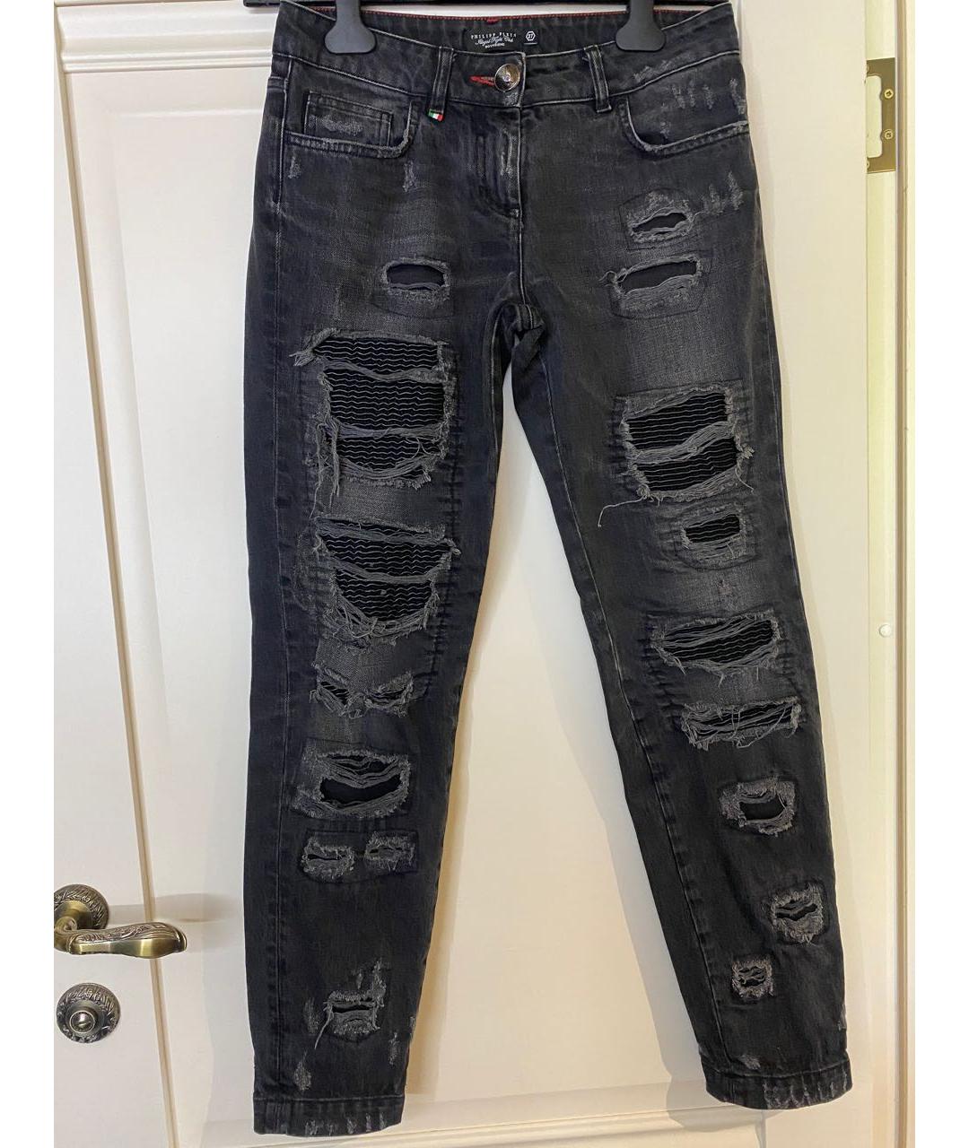 PHILIPP PLEIN Черные хлопковые прямые джинсы, фото 8