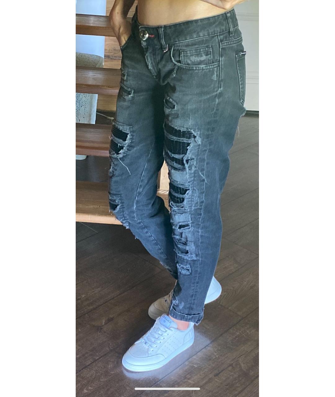 PHILIPP PLEIN Черные хлопковые прямые джинсы, фото 6