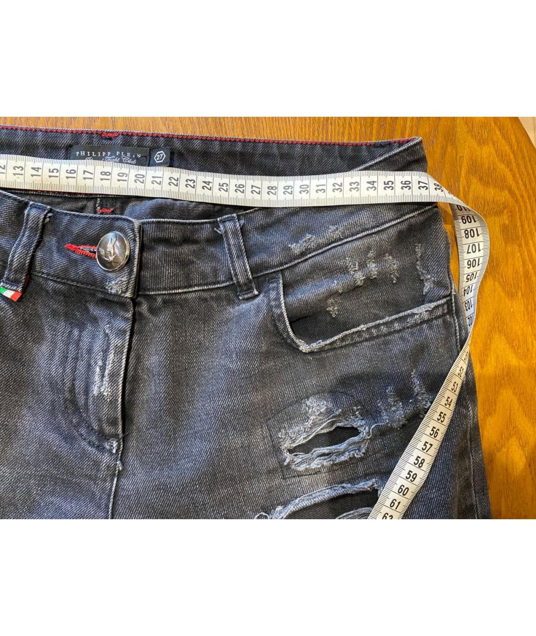 PHILIPP PLEIN Черные хлопковые прямые джинсы, фото 4