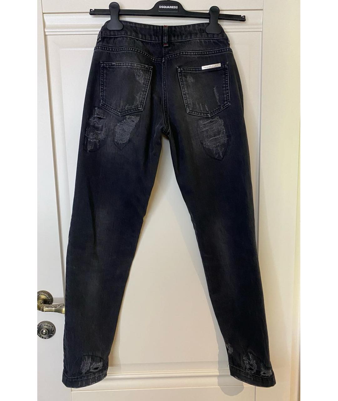 PHILIPP PLEIN Черные хлопковые прямые джинсы, фото 2