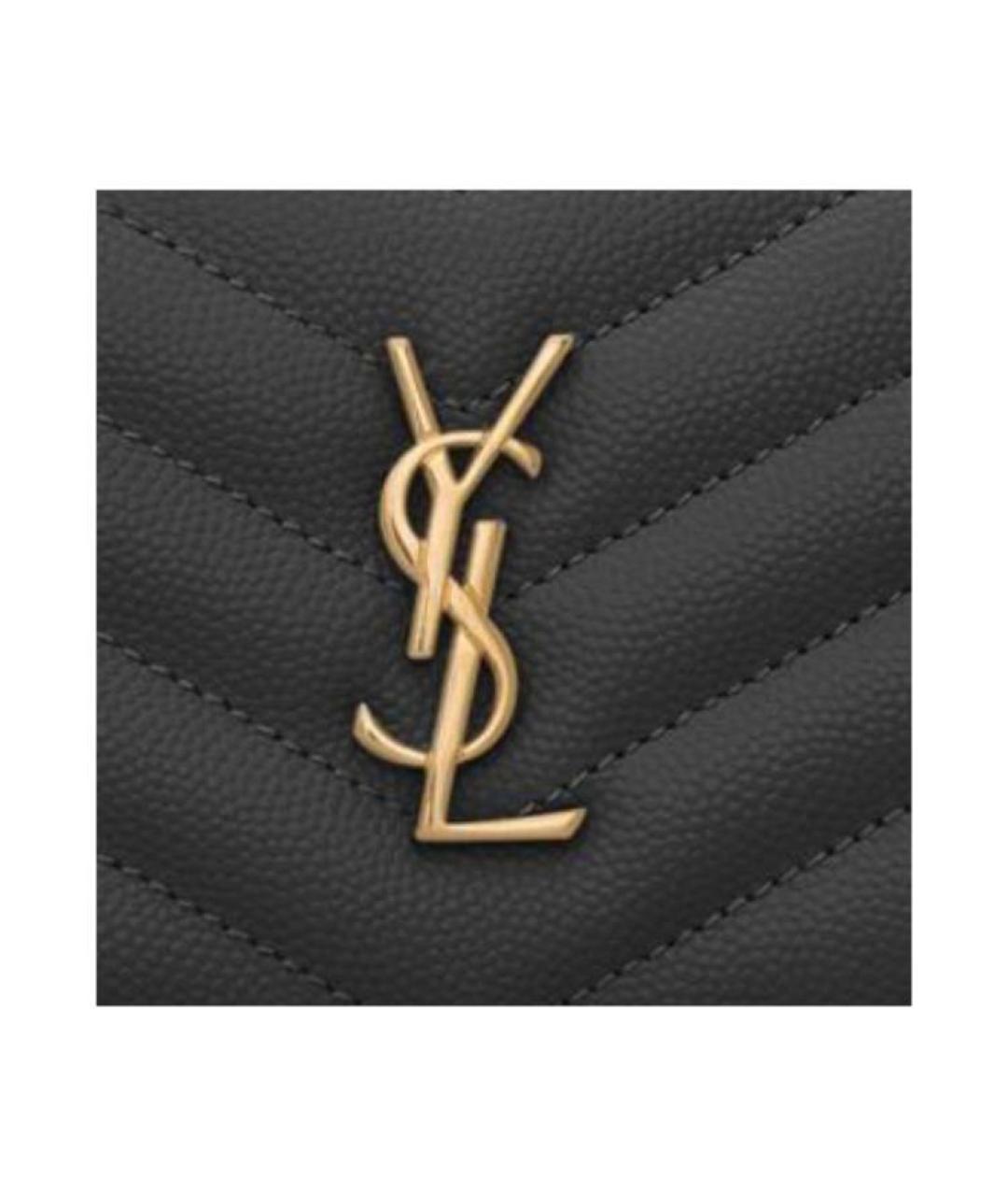 SAINT LAURENT Черный кожаный кардхолдер, фото 5