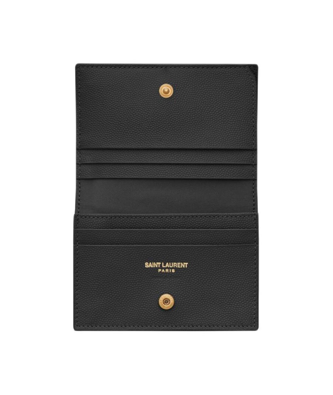 SAINT LAURENT Черный кожаный кардхолдер, фото 4