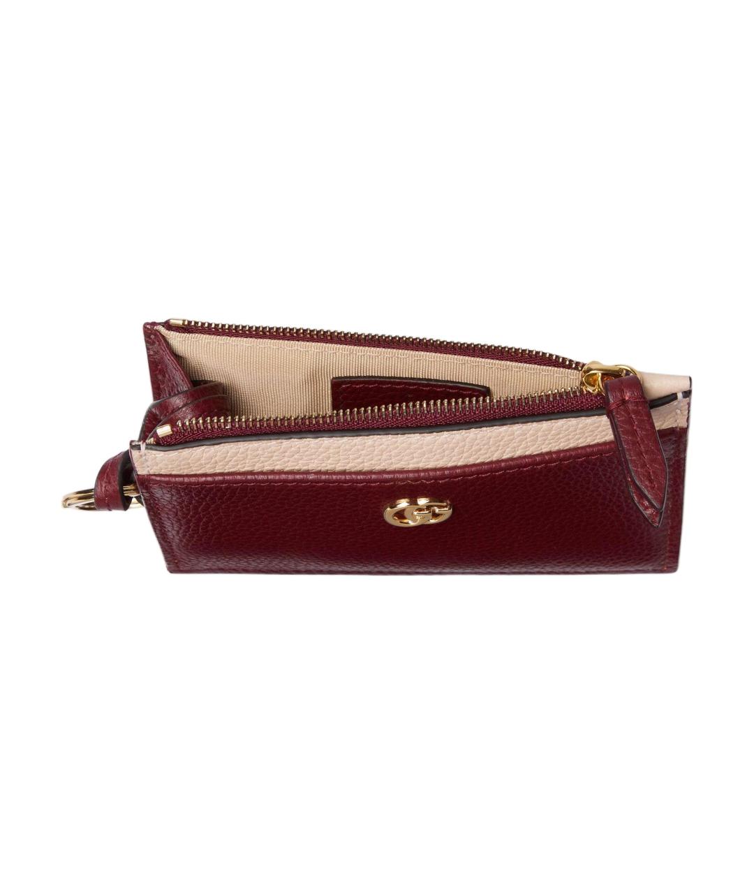 GUCCI Бордовый кожаный кардхолдер, фото 5