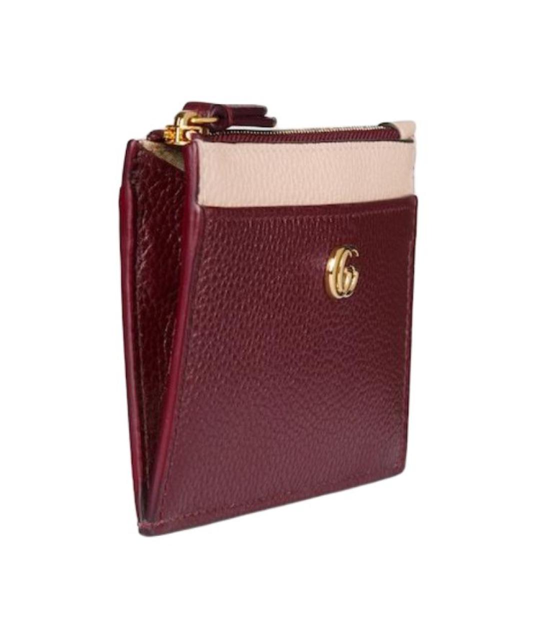 GUCCI Бордовый кожаный кардхолдер, фото 3