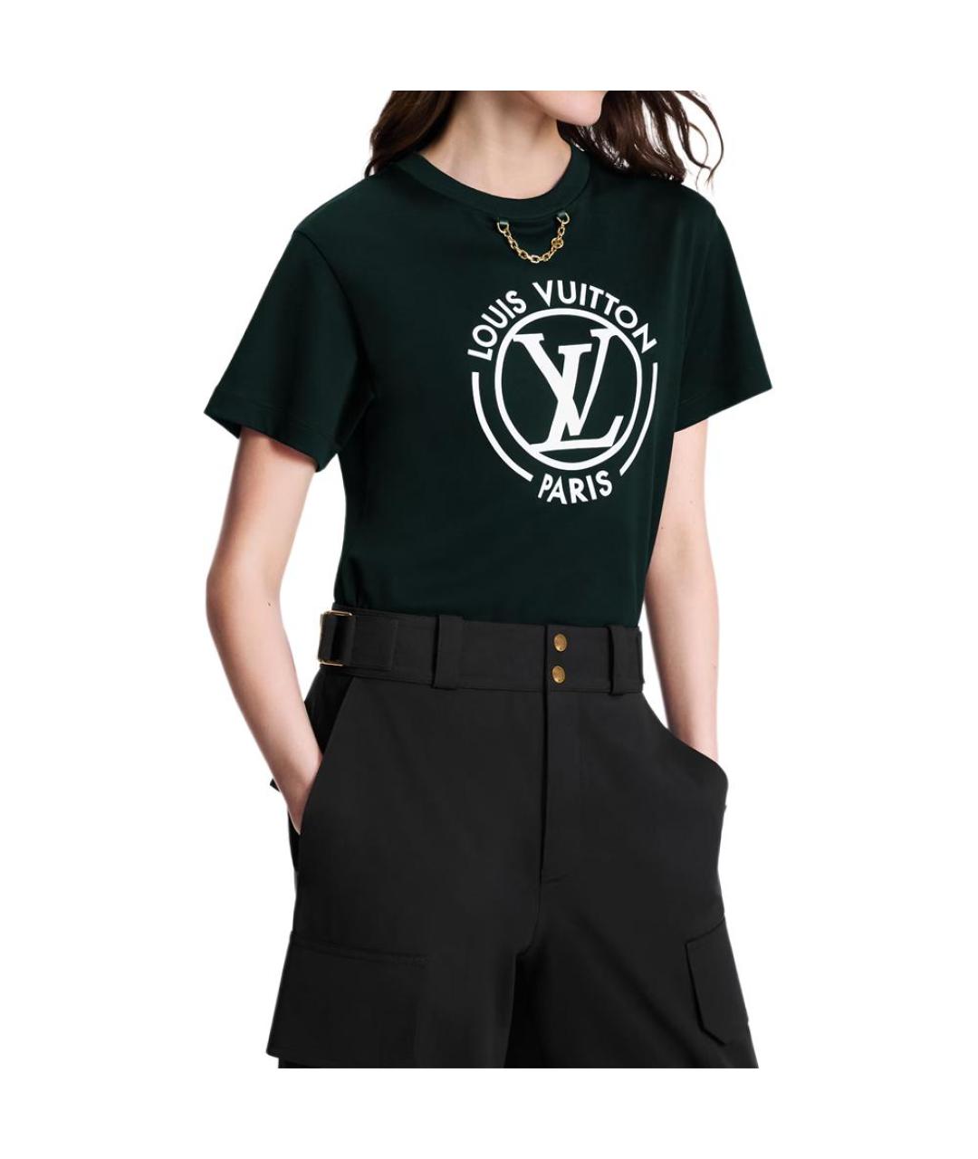 LOUIS VUITTON Черная хлопковая футболка, фото 4