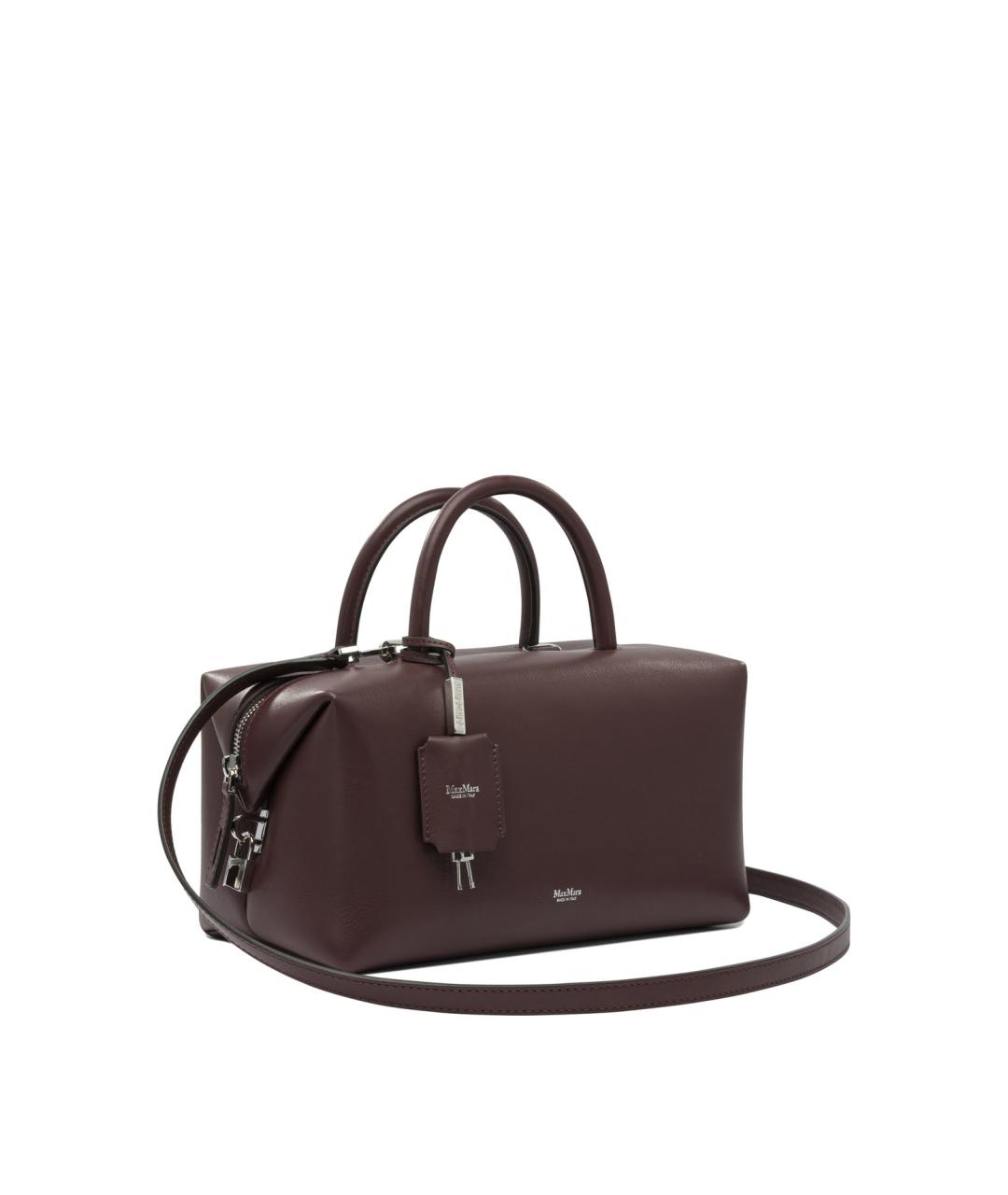 MAX MARA Бордовая кожаная сумка с короткими ручками, фото 2
