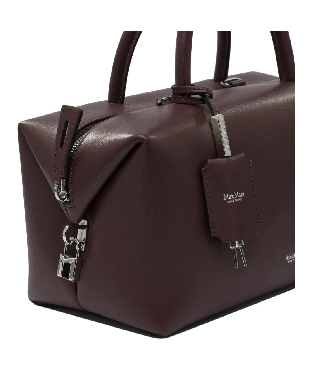MAX MARA Бордовая кожаная сумка с короткими ручками, фото 4
