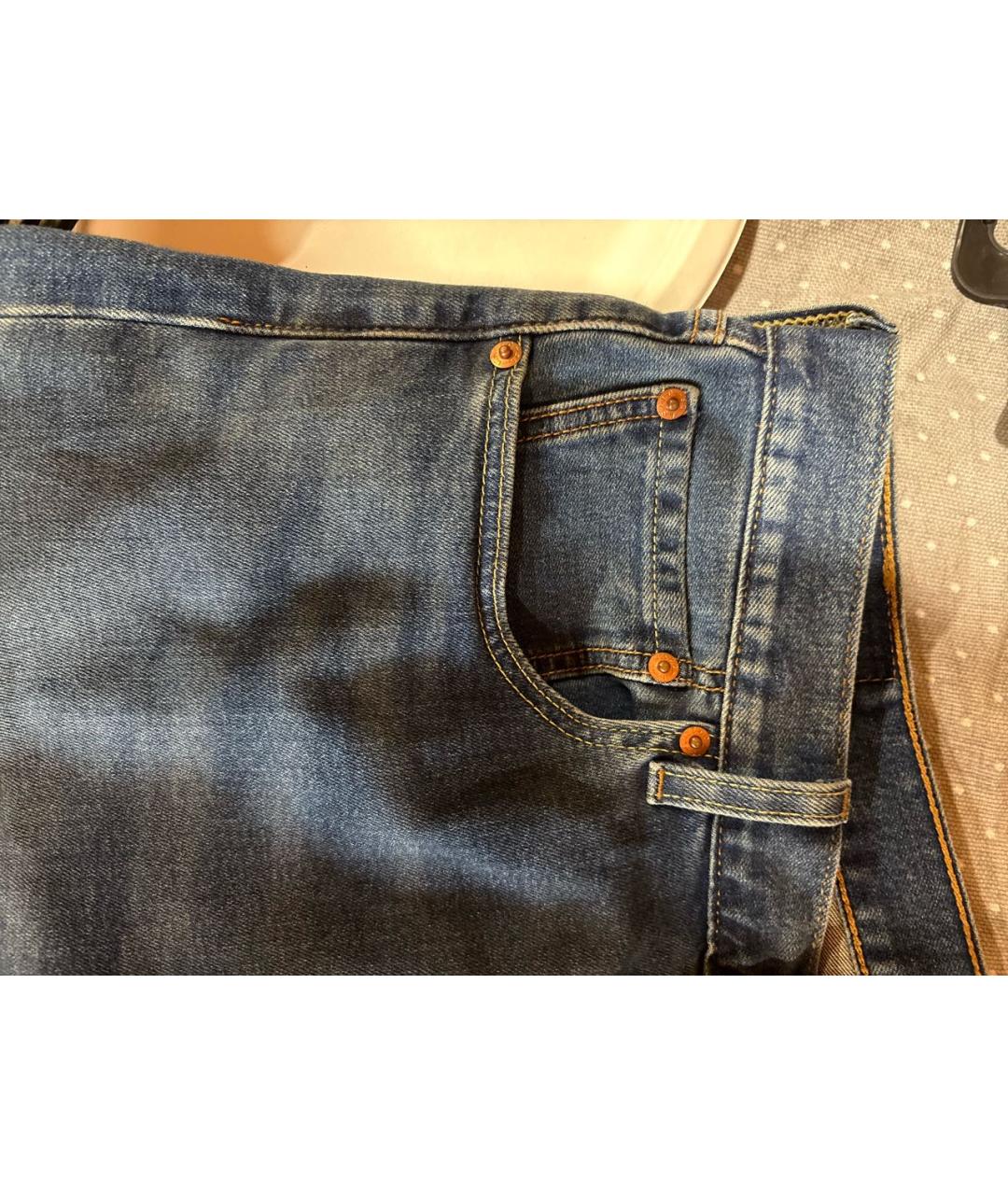 LEVI'S Синие хлопко-полиэстеровые прямые джинсы, фото 4