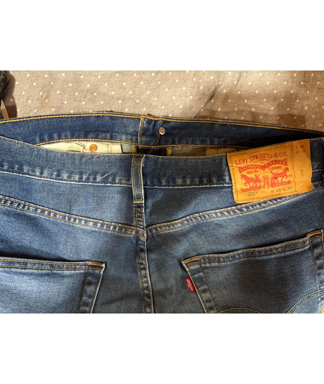 LEVI'S Синие хлопко-полиэстеровые прямые джинсы, фото 3