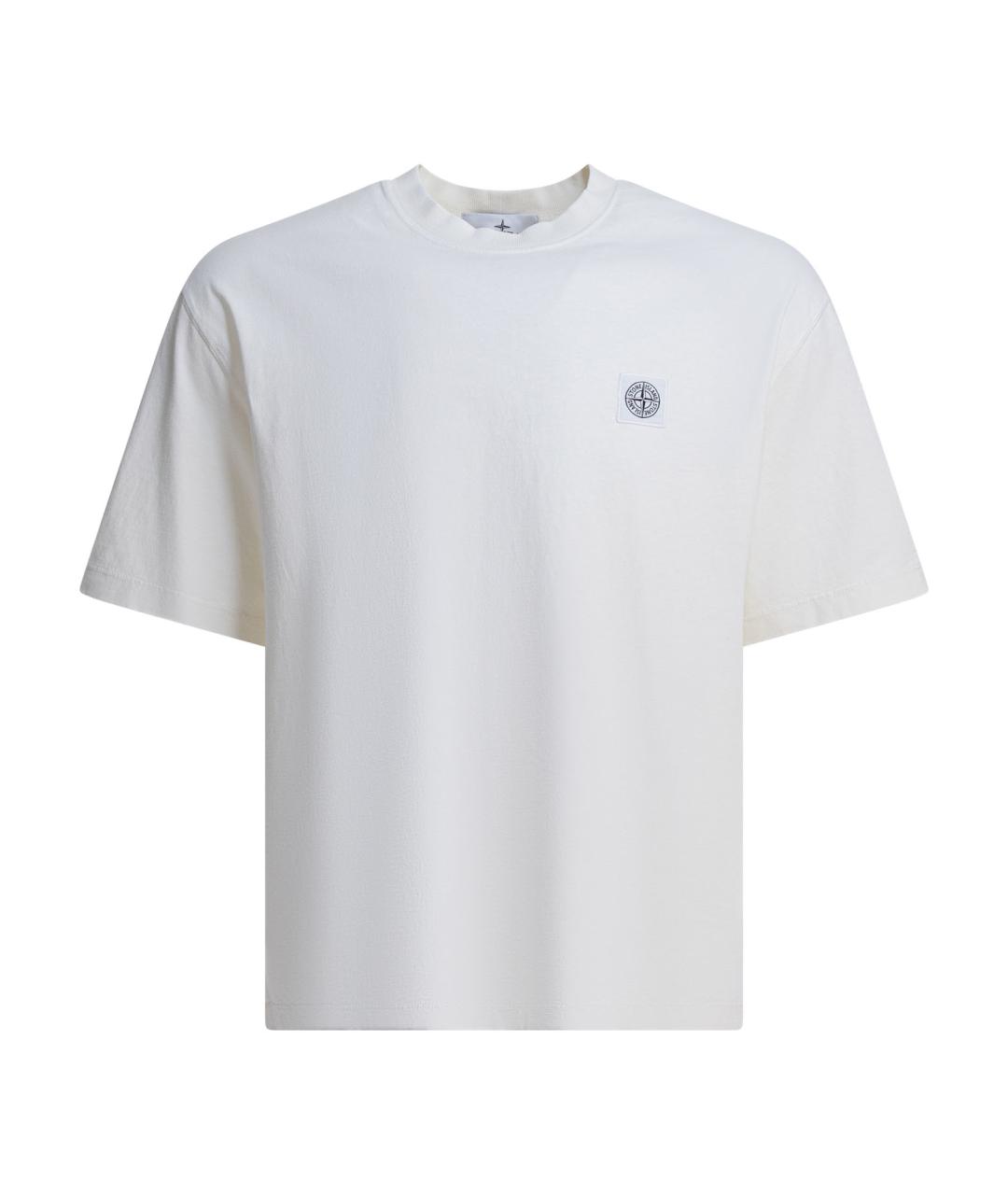 STONE ISLAND Бежевая хлопковая футболка, фото 1