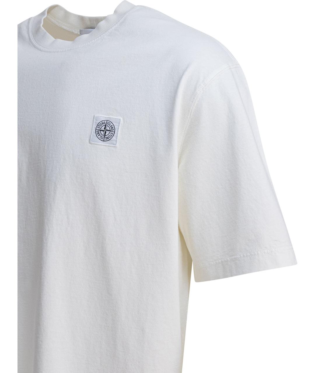 STONE ISLAND Бежевая хлопковая футболка, фото 4