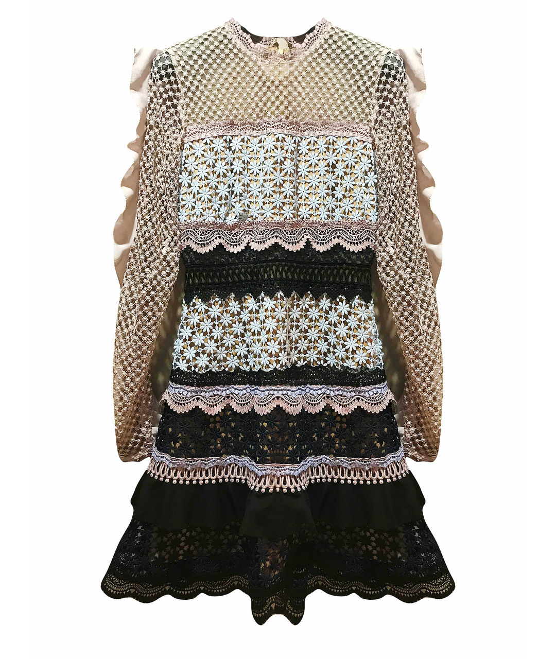 SELF-PORTRAIT Мульти сетчатое коктейльное платье, фото 1
