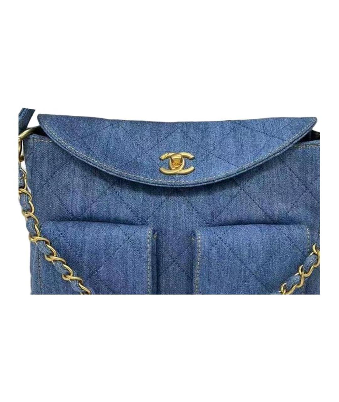 CHANEL Синяя деним сумка через плечо, фото 4