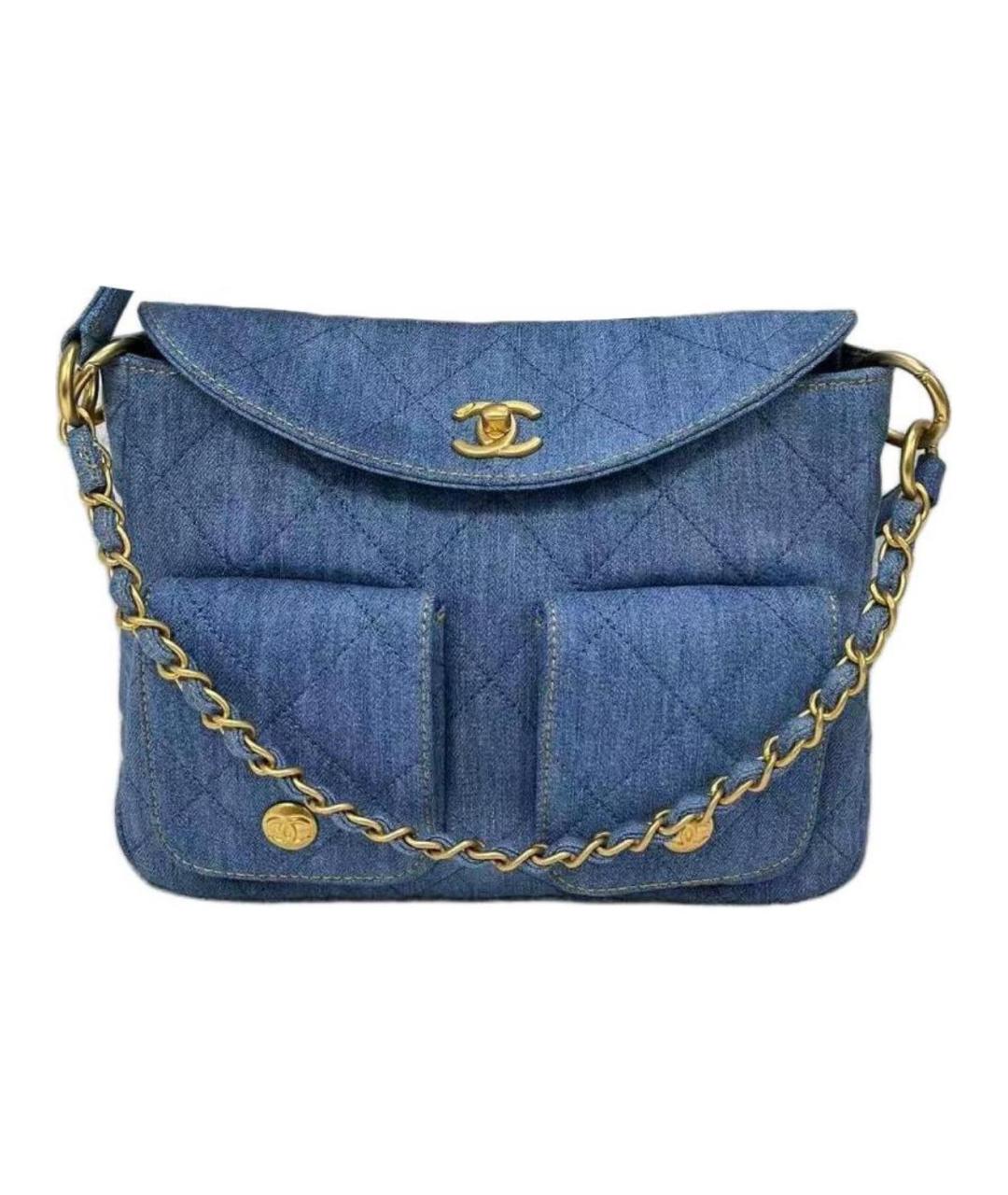 CHANEL Синяя деним сумка через плечо, фото 1