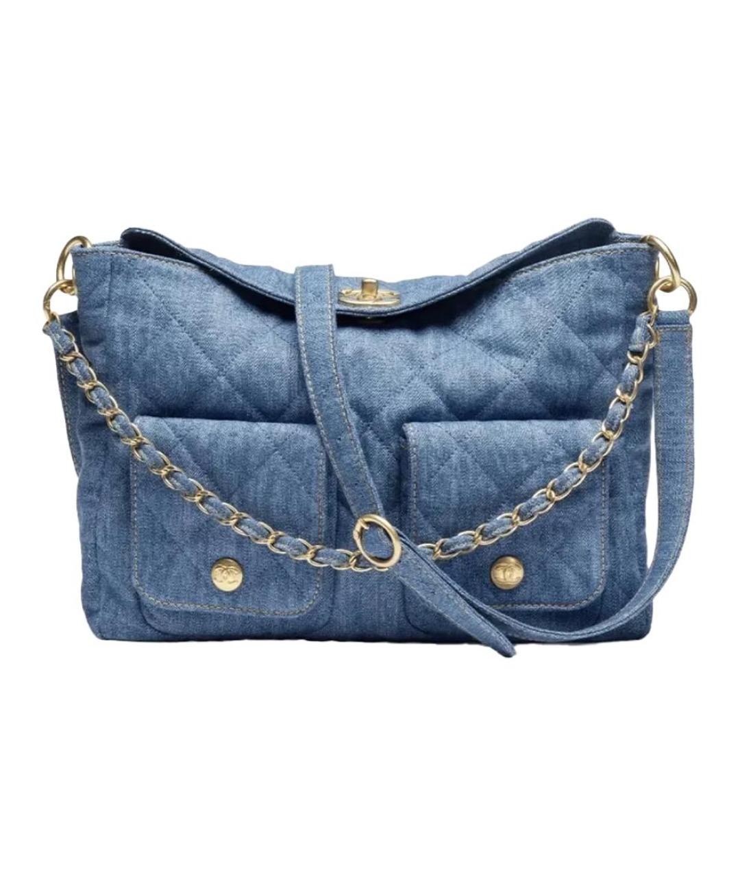 CHANEL Синяя деним сумка через плечо, фото 2