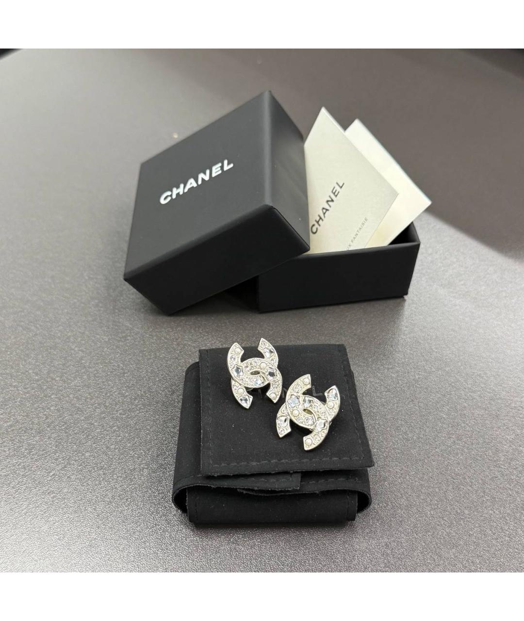 CHANEL Серебряные металлические серьги, фото 2
