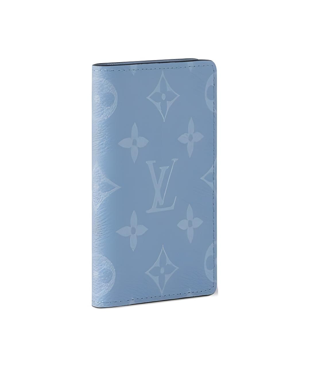 LOUIS VUITTON Голубой кожаный кошелек, фото 2