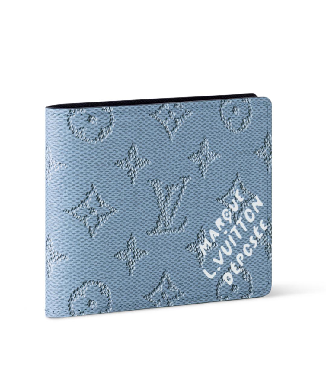 LOUIS VUITTON Голубой кожаный кошелек, фото 2