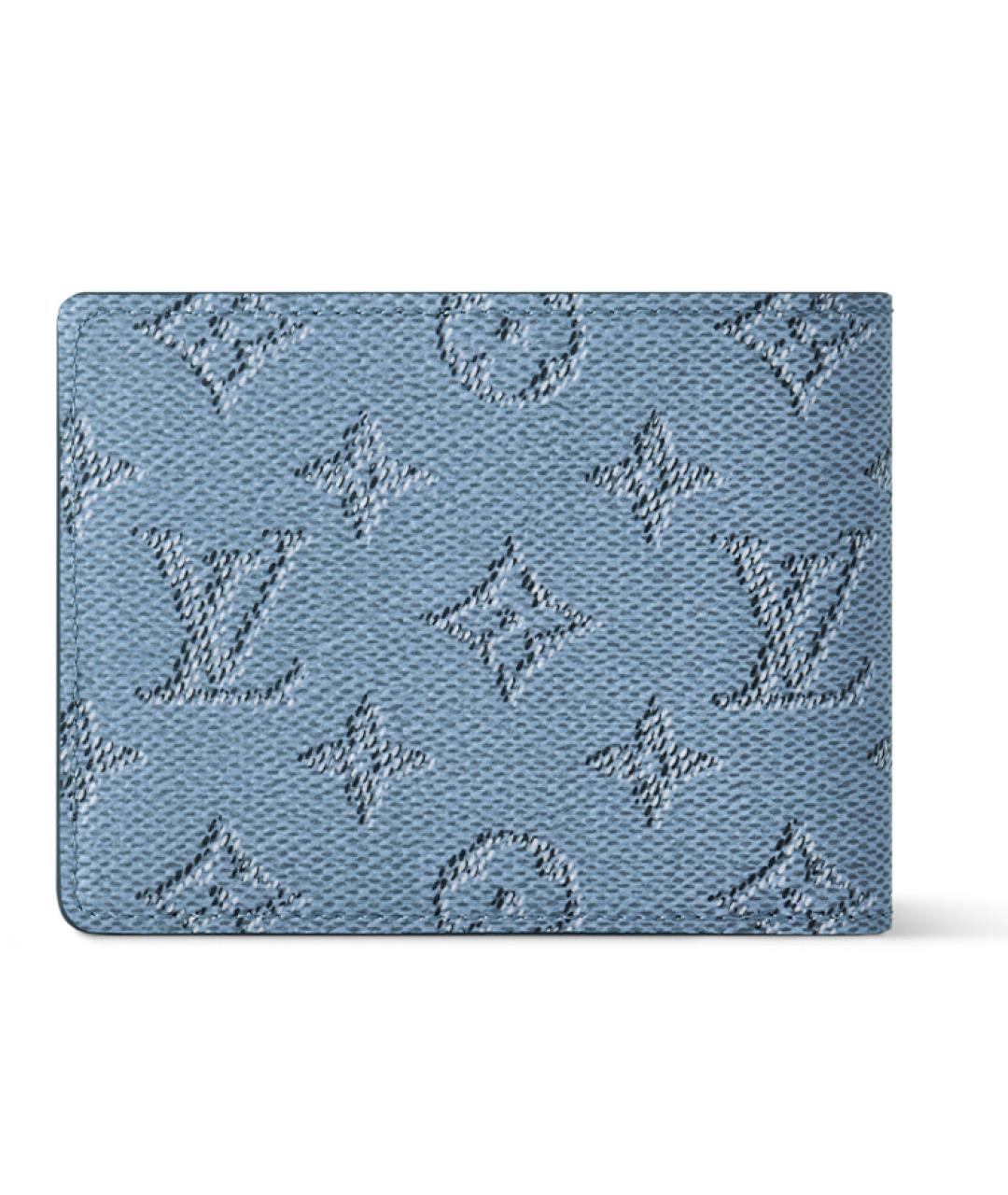 LOUIS VUITTON Голубой кожаный кошелек, фото 3