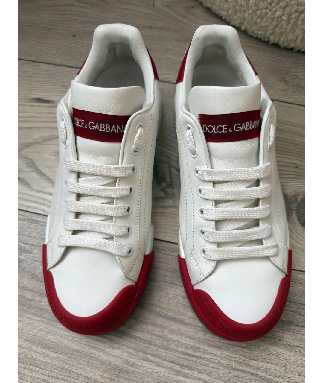 DOLCE&GABBANA Белые кожаные кеды, фото 6