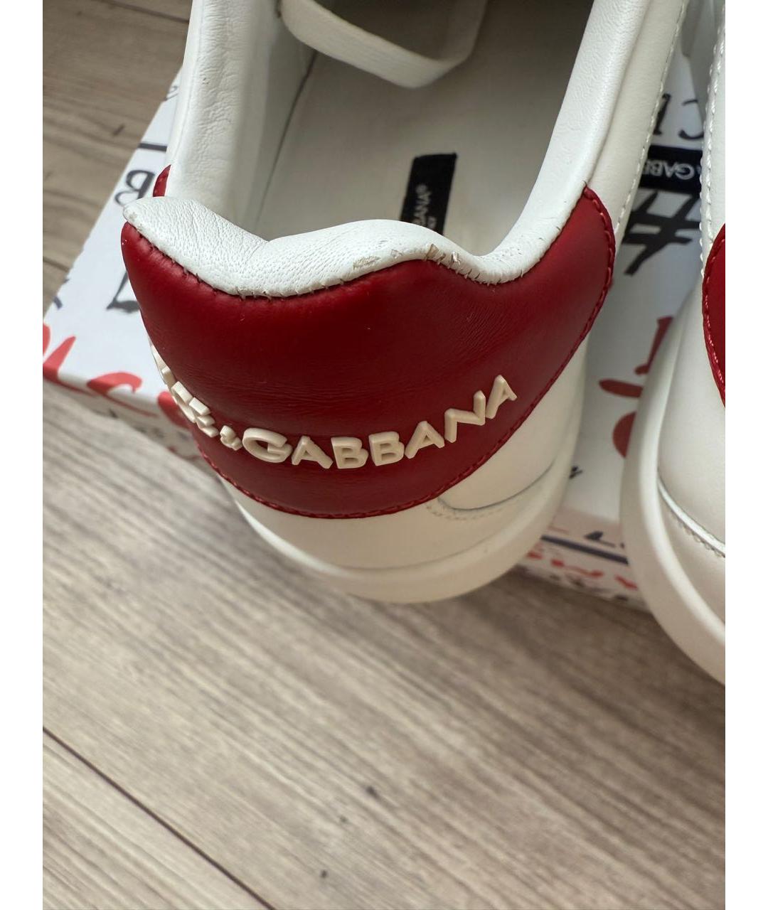 DOLCE&GABBANA Белые кожаные кеды, фото 5