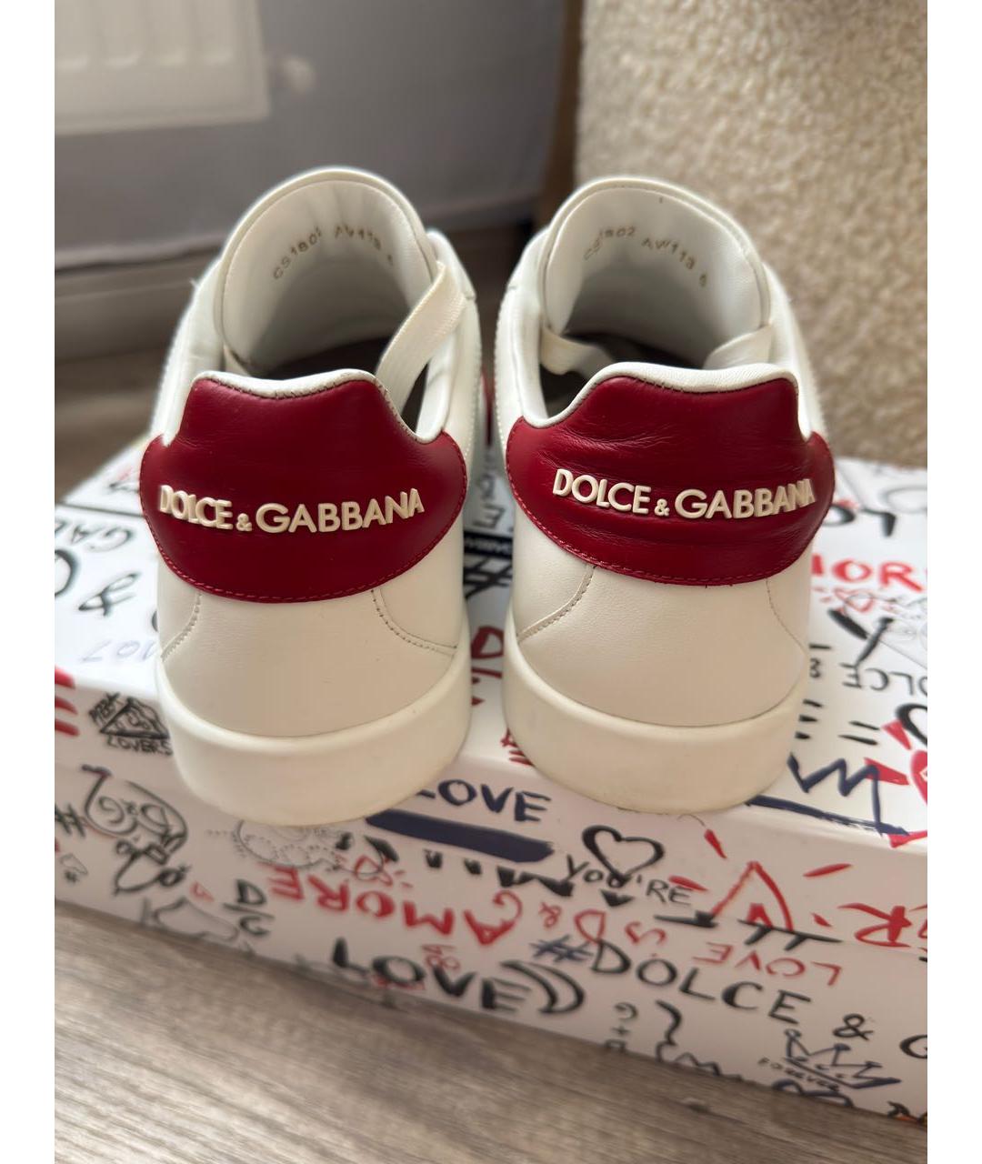 DOLCE&GABBANA Белые кожаные кеды, фото 4