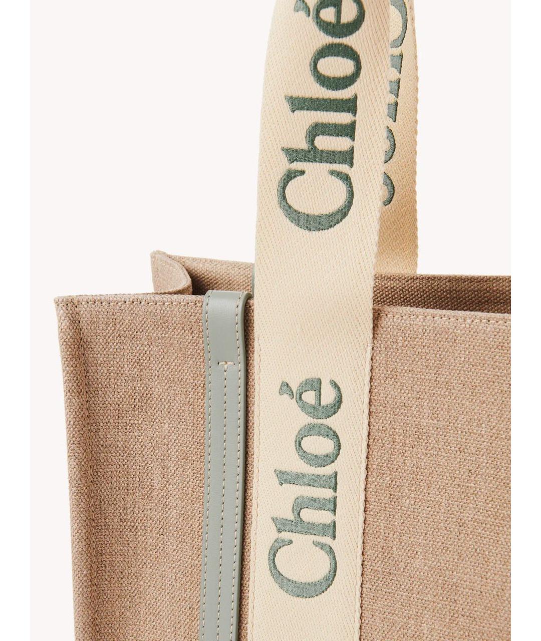 CHLOE Бирюзовая льняная сумка тоут, фото 6