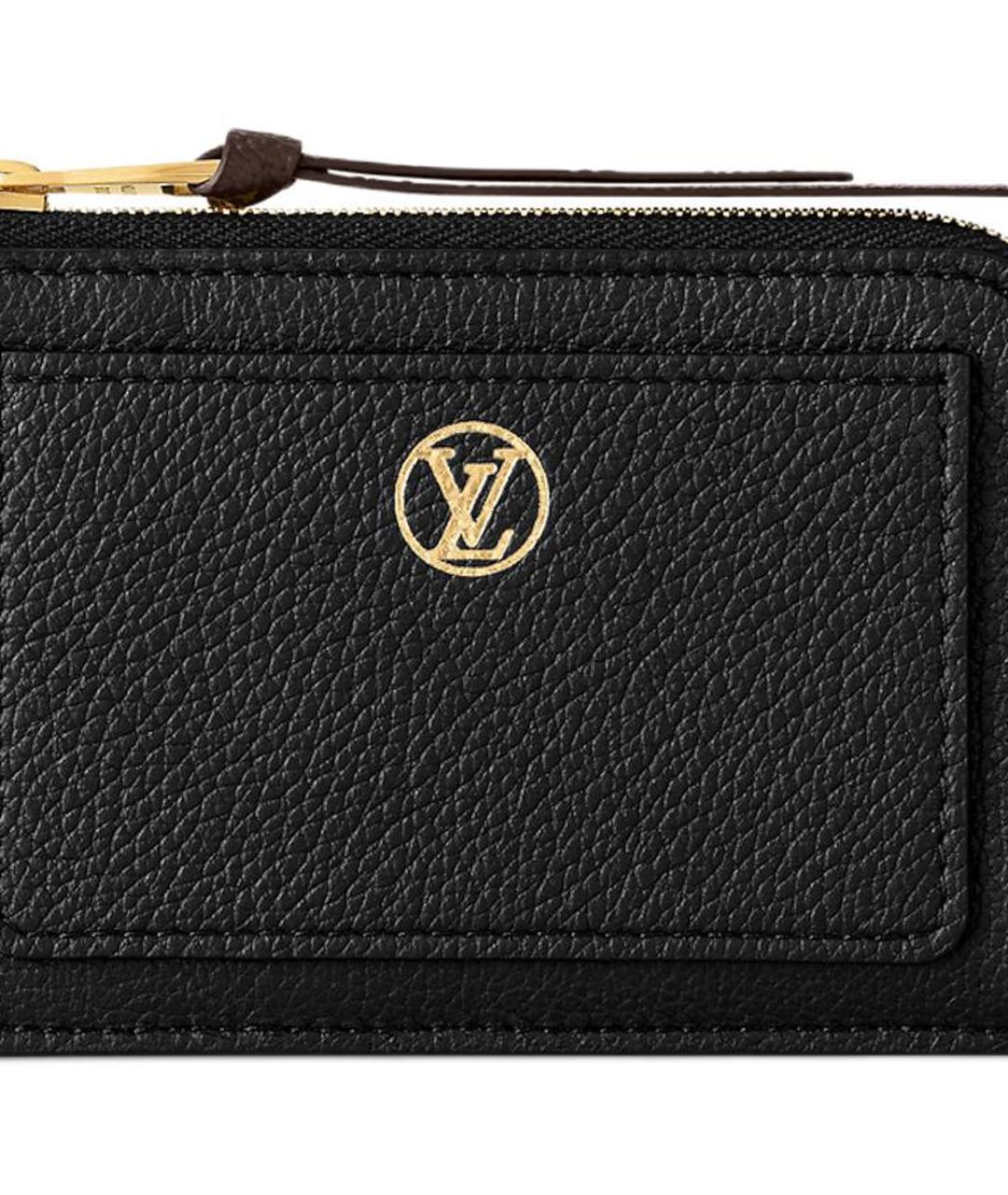 LOUIS VUITTON Черный кожаный кардхолдер, фото 5