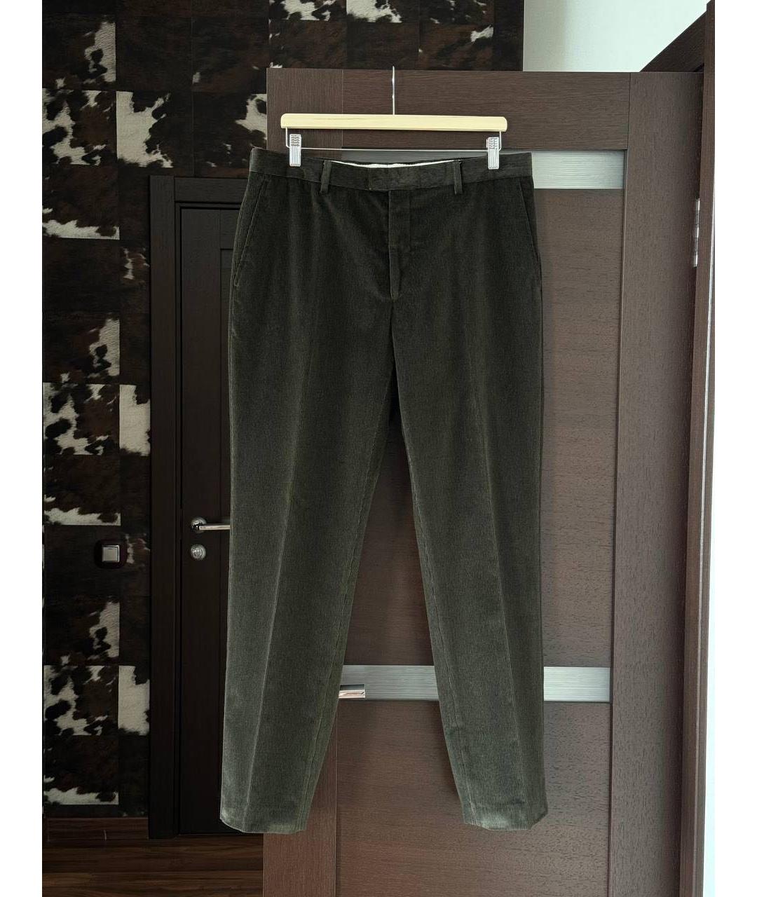 FERRAGAMO Зеленые хлопковые классические брюки, фото 9