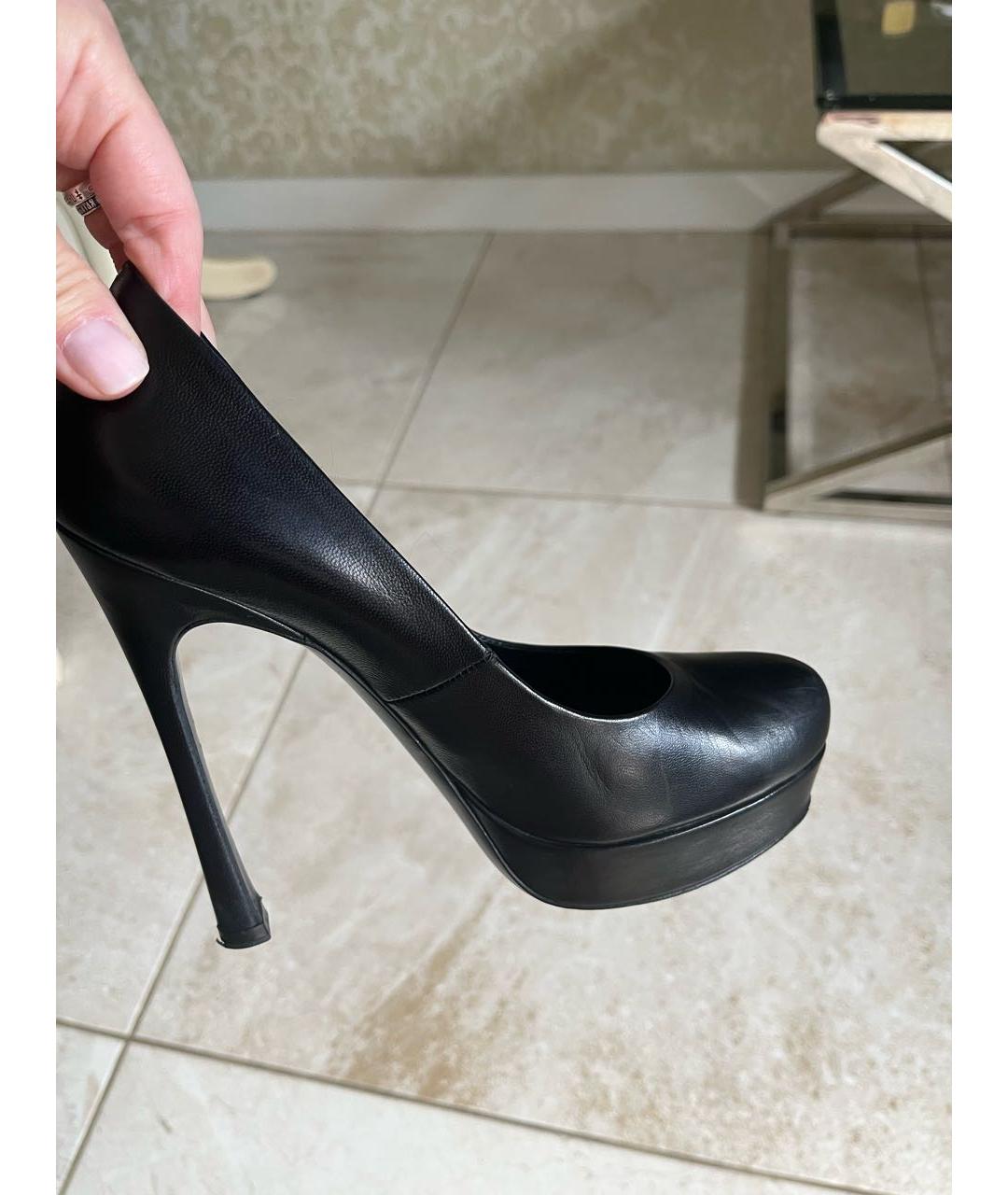 SAINT LAURENT Черные кожаные туфли, фото 5