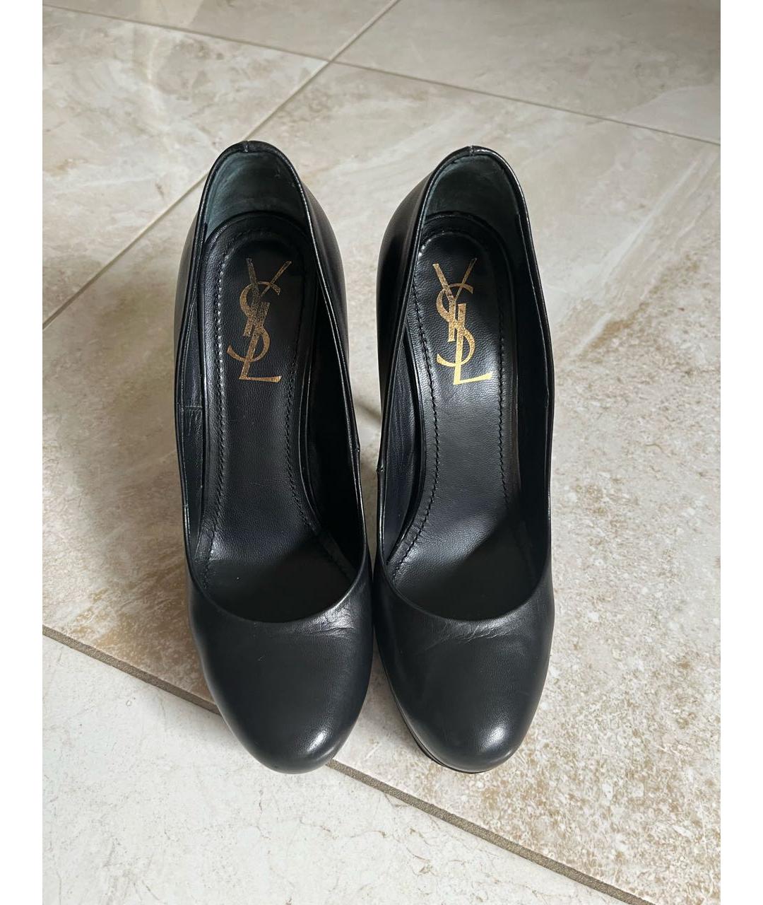 SAINT LAURENT Черные кожаные туфли, фото 2