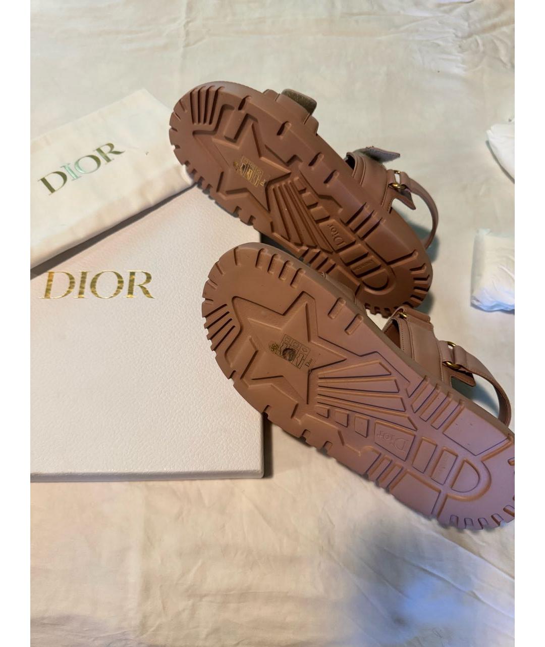 CHRISTIAN DIOR Розовые кожаные сандалии, фото 4
