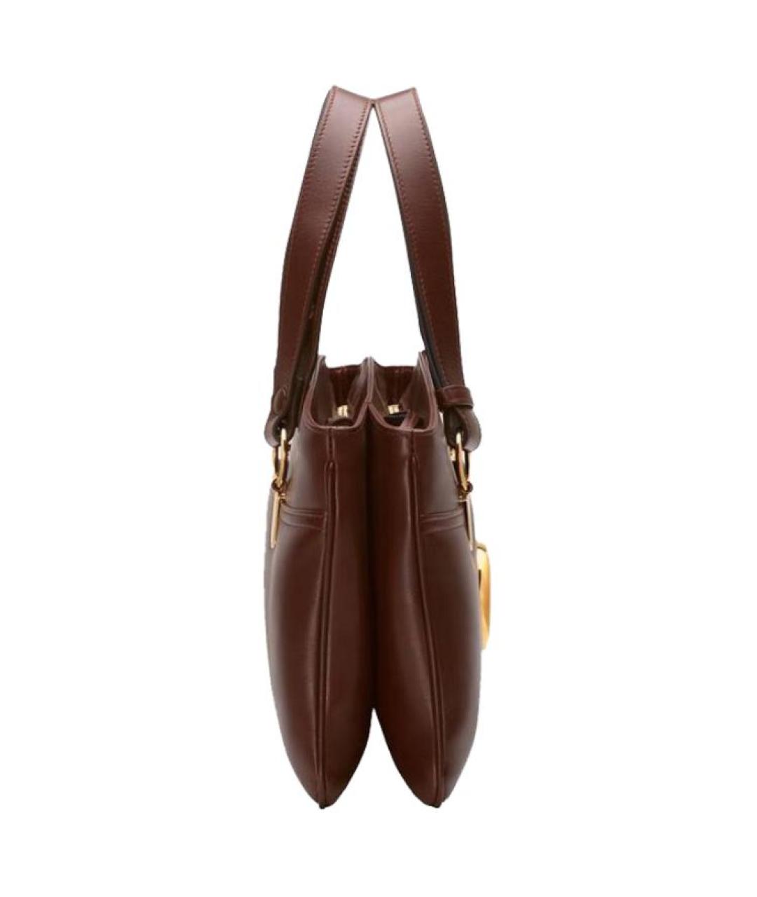 GUCCI Бордовая кожаная сумка с короткими ручками, фото 3