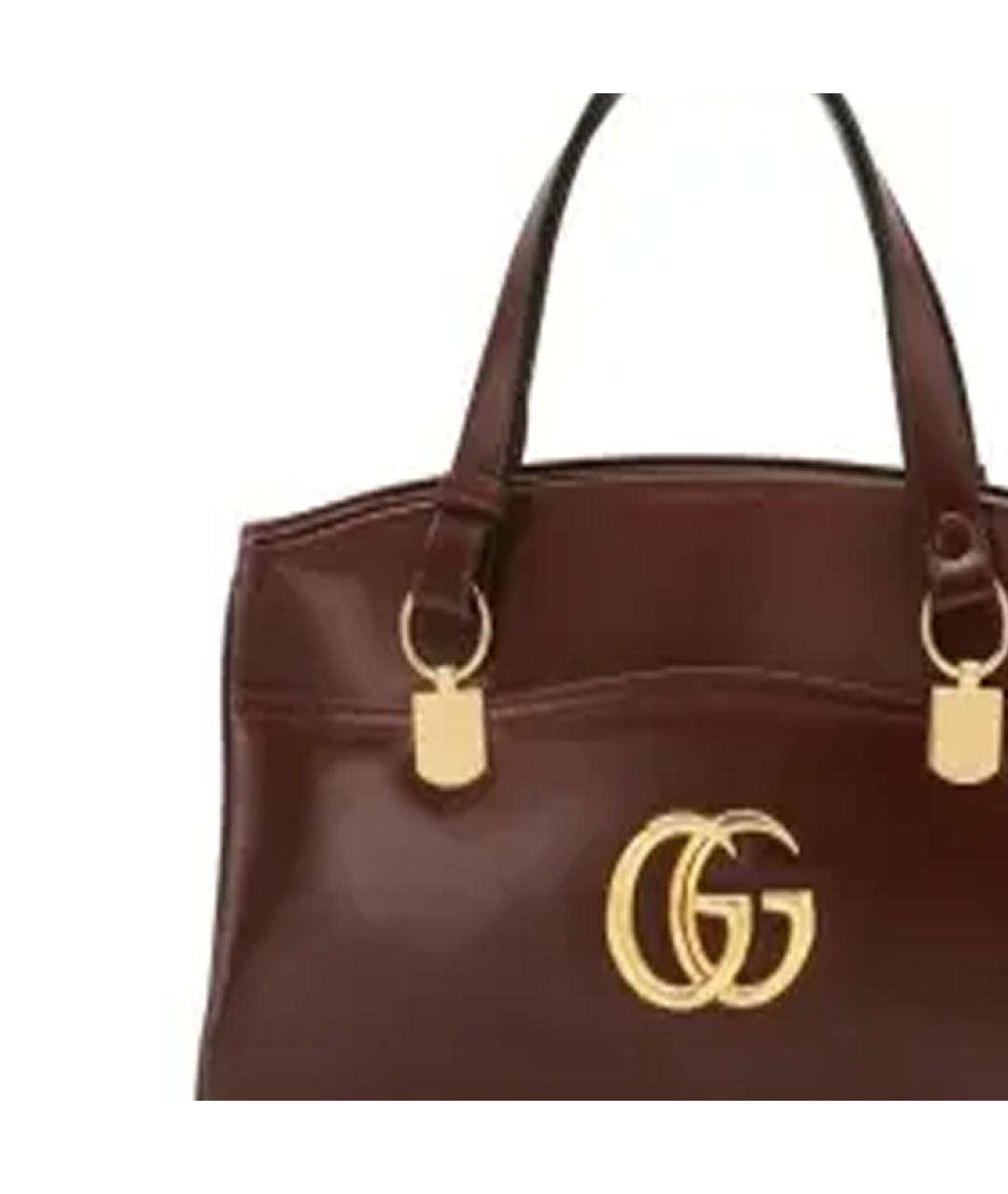 GUCCI Бордовая кожаная сумка с короткими ручками, фото 7