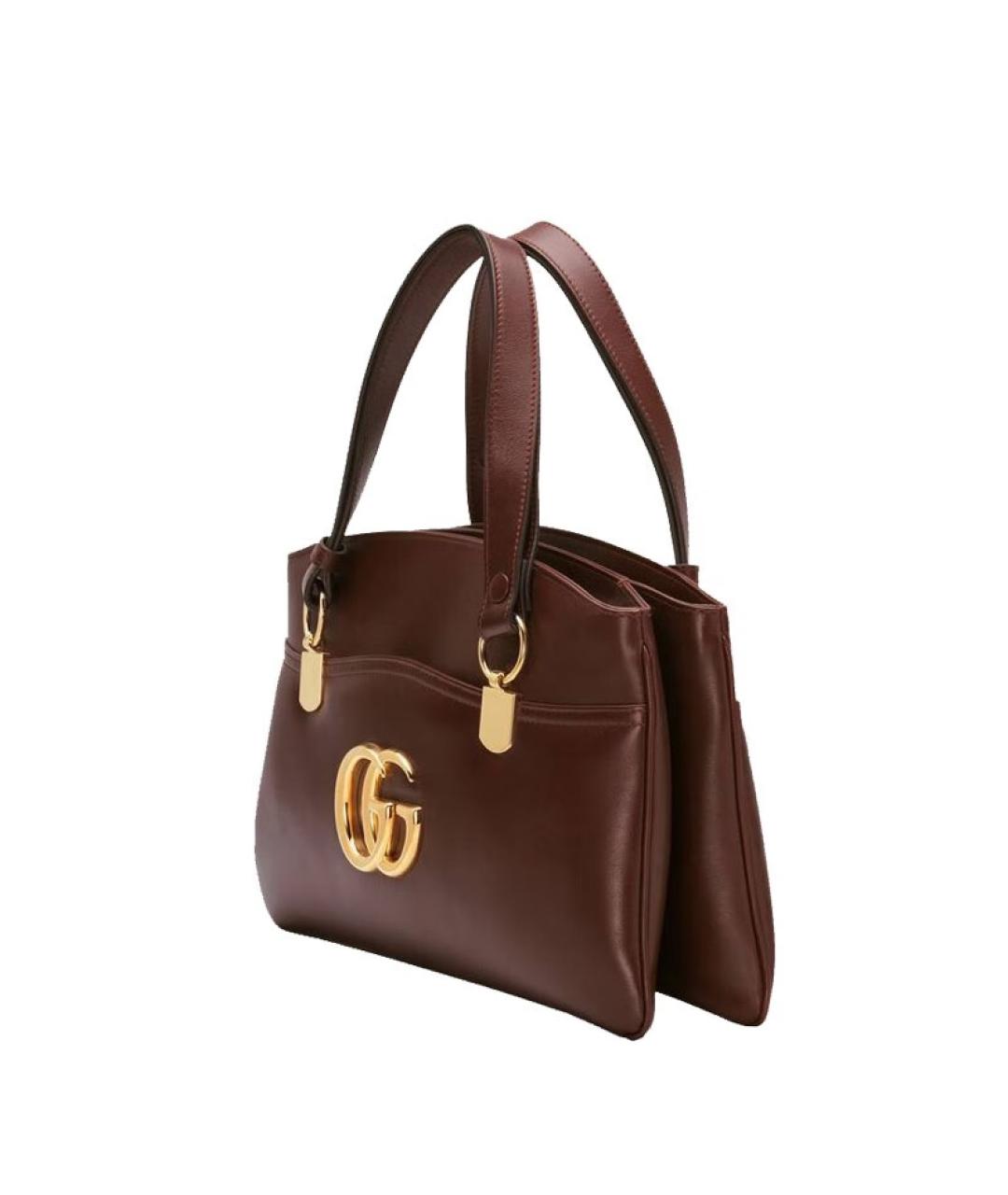 GUCCI Бордовая кожаная сумка с короткими ручками, фото 2