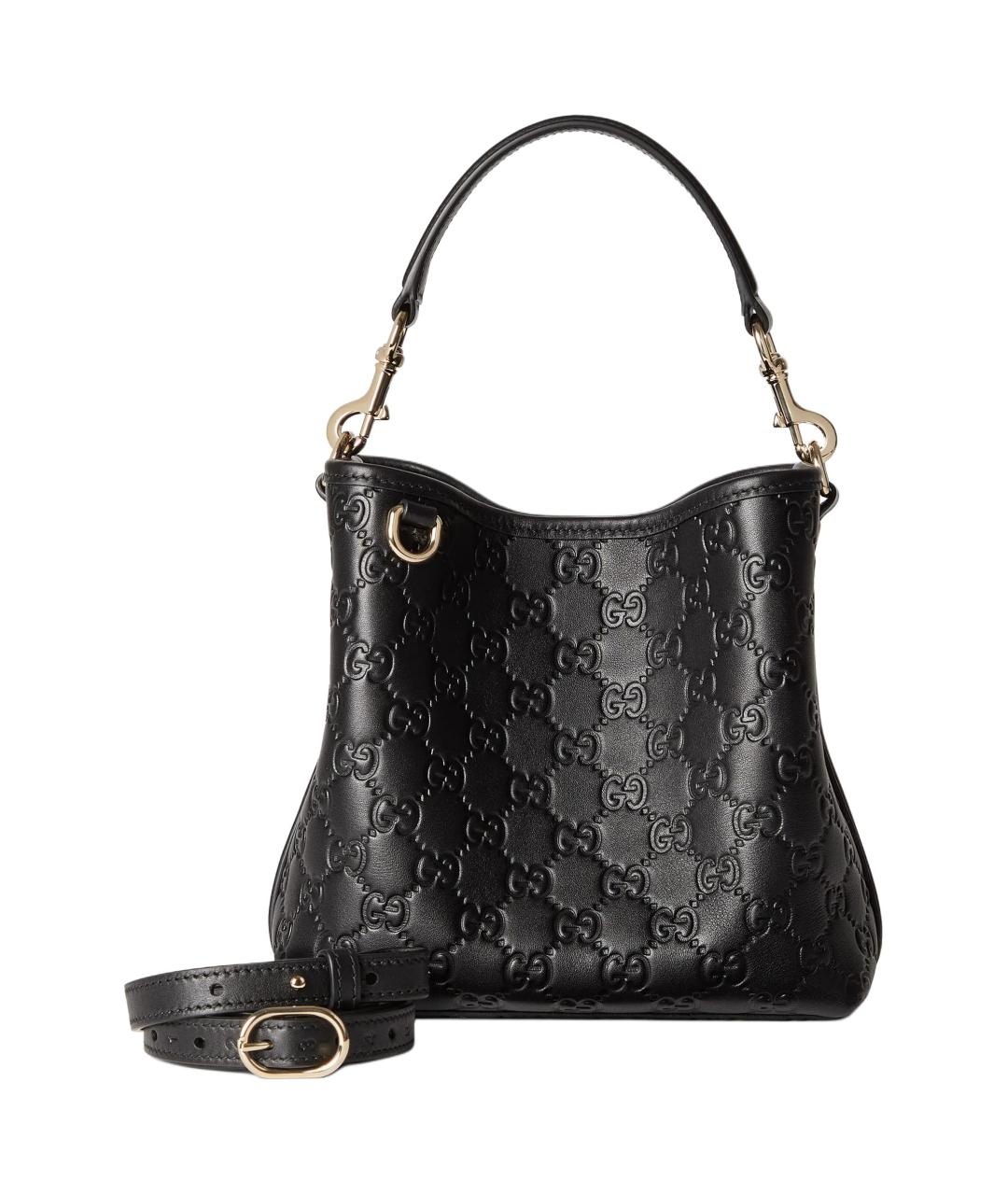 GUCCI Черная кожаная сумка с короткими ручками, фото 3