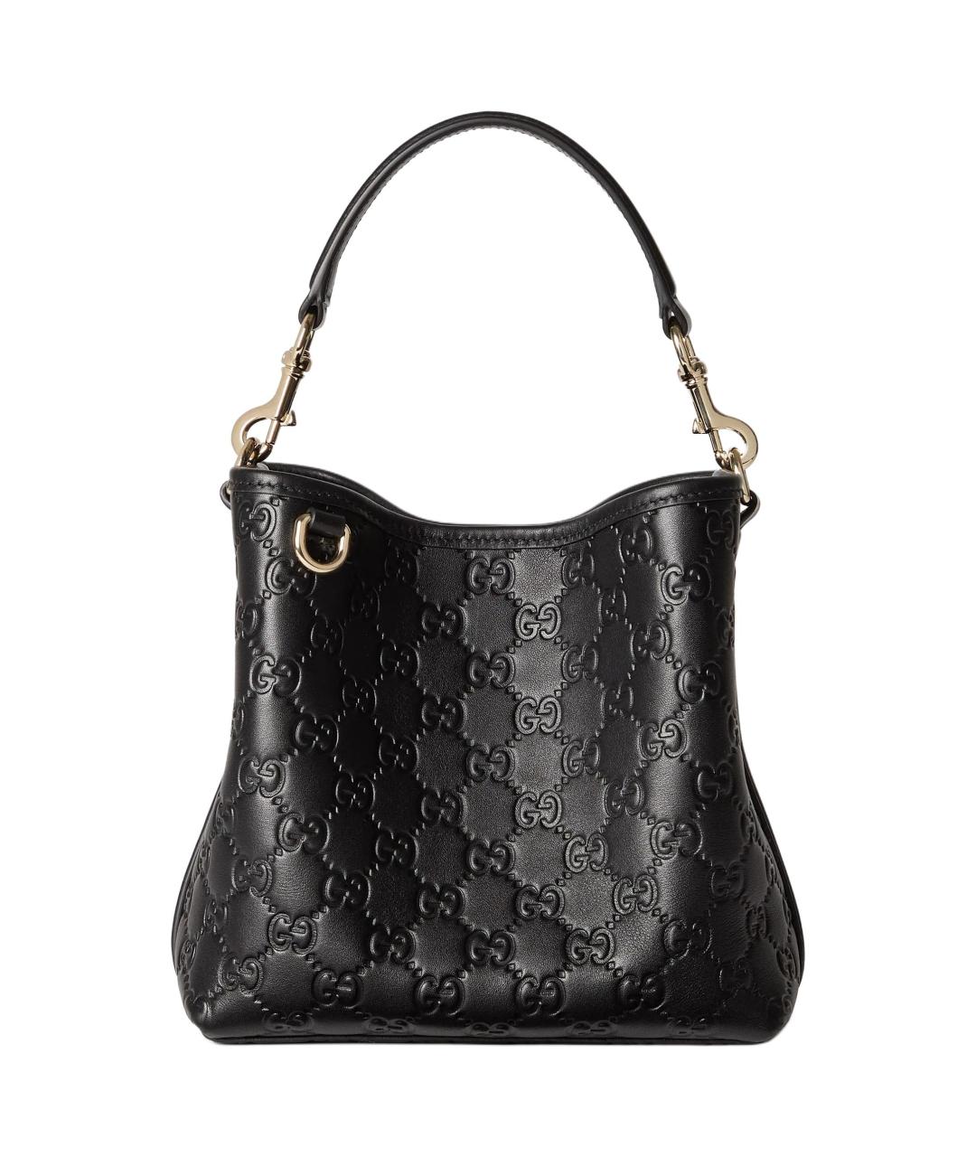 GUCCI Черная кожаная сумка с короткими ручками, фото 1