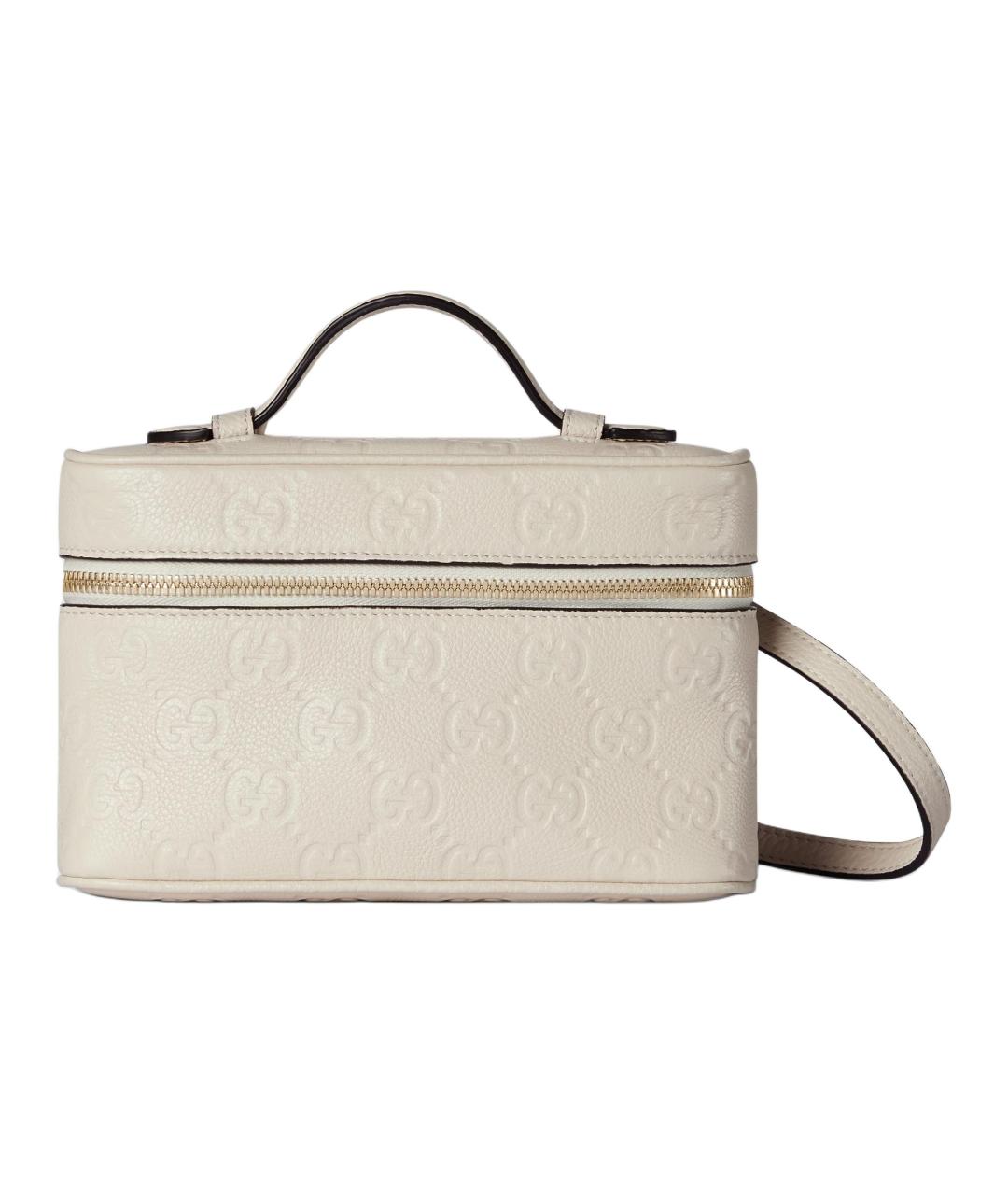 GUCCI Белая кожаная сумка с короткими ручками, фото 1