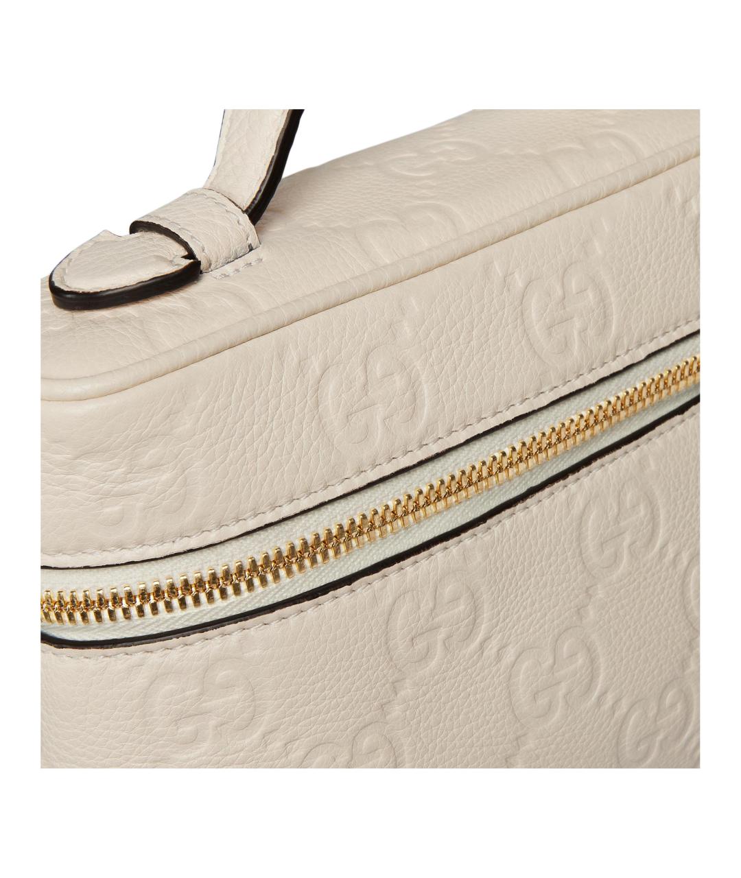 GUCCI Белая кожаная сумка с короткими ручками, фото 6