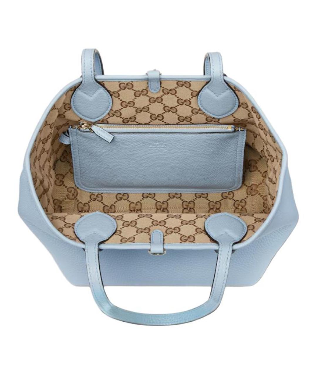 GUCCI Голубая кожаная сумка тоут, фото 7