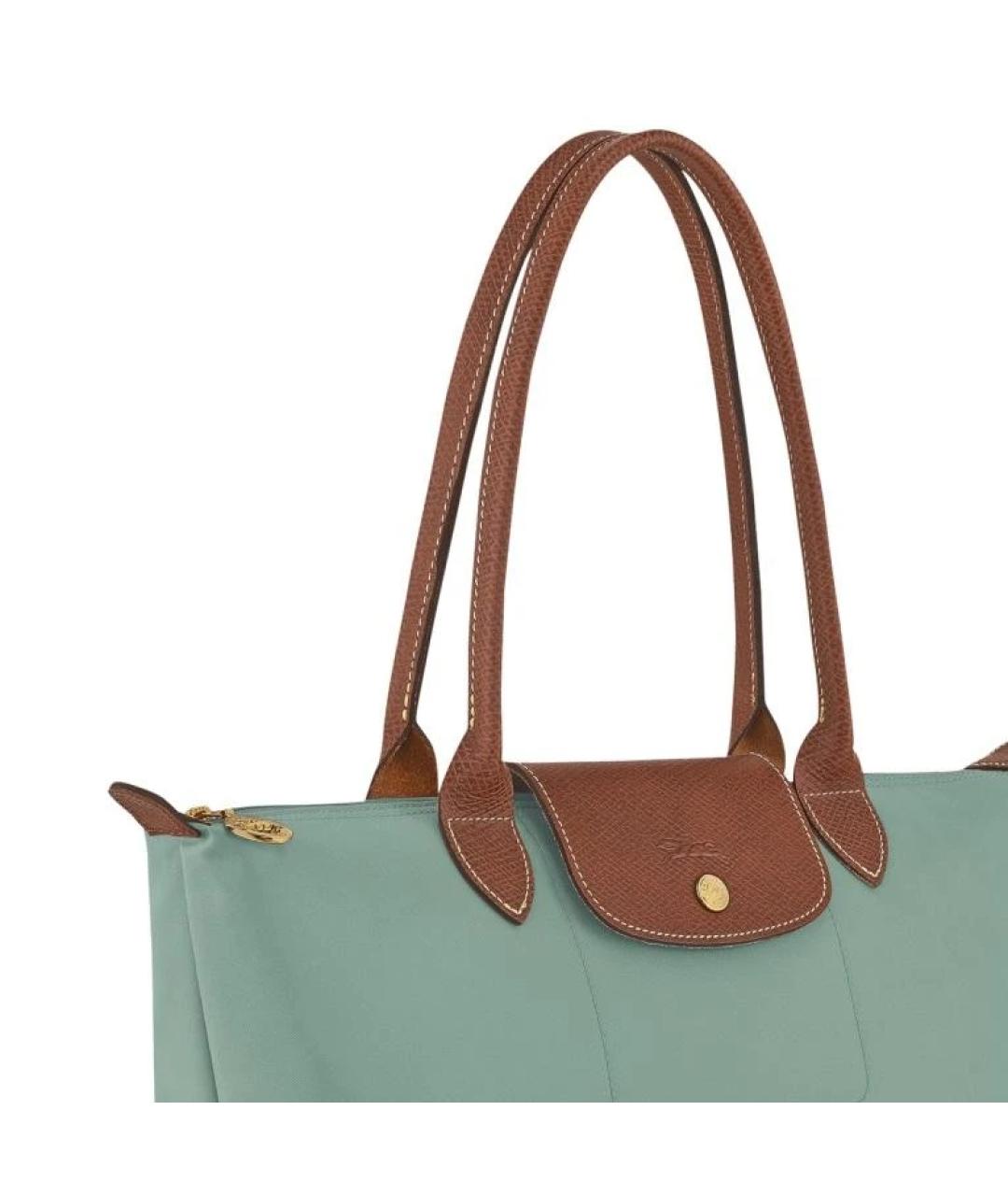 LONGCHAMP Бирюзовая тканевая сумка с короткими ручками, фото 4