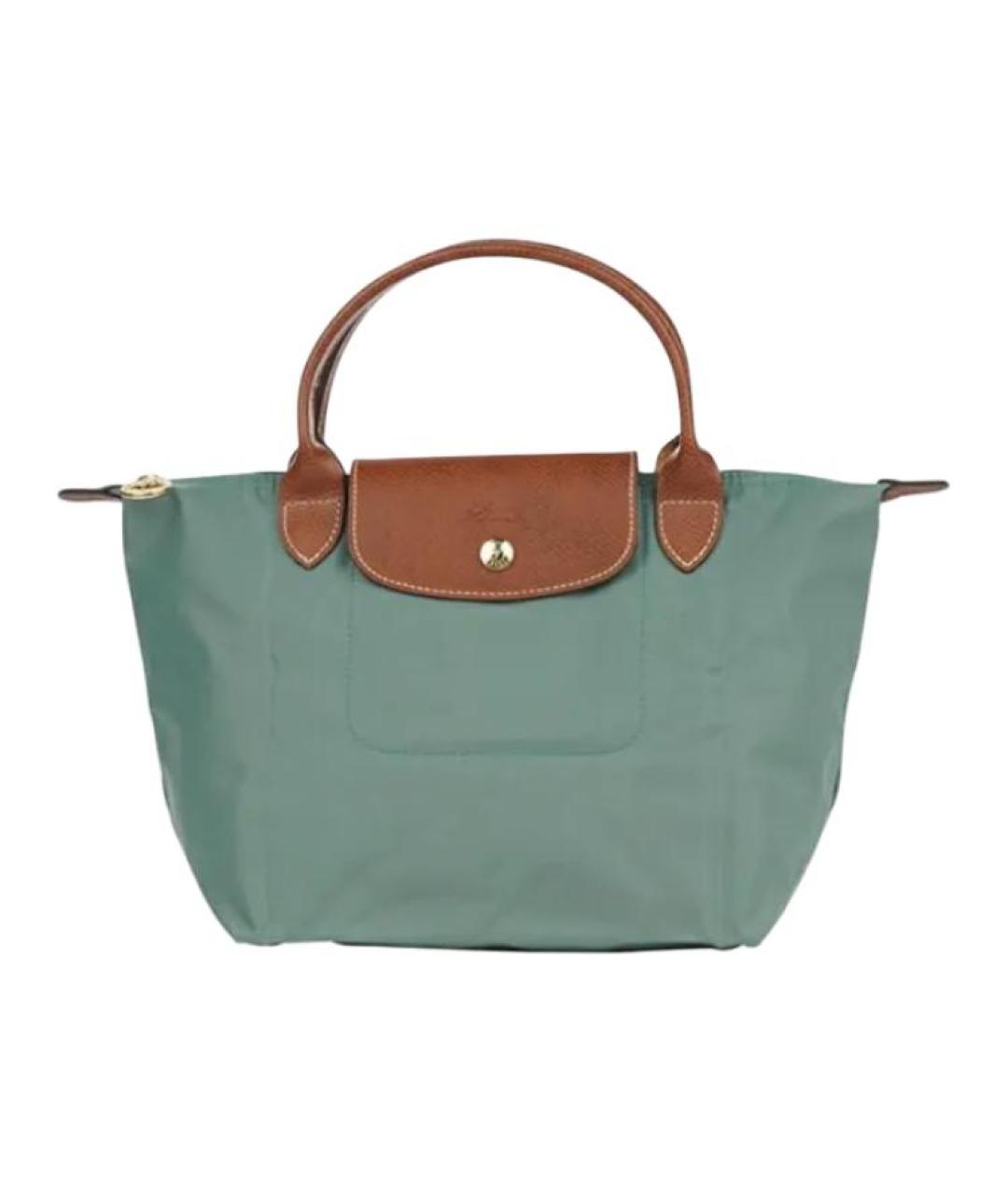 LONGCHAMP Бирюзовая тканевая сумка с короткими ручками, фото 1