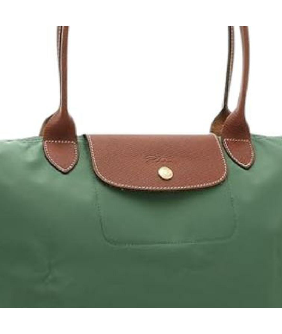 LONGCHAMP Зеленая тканевая сумка с короткими ручками, фото 2