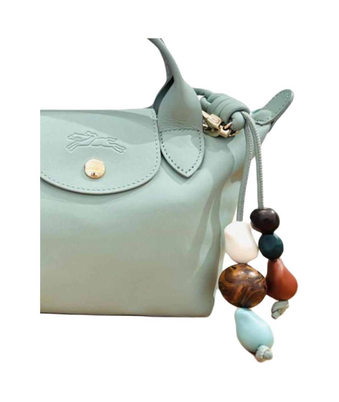 LONGCHAMP Зеленая кожаная сумка с короткими ручками, фото 3